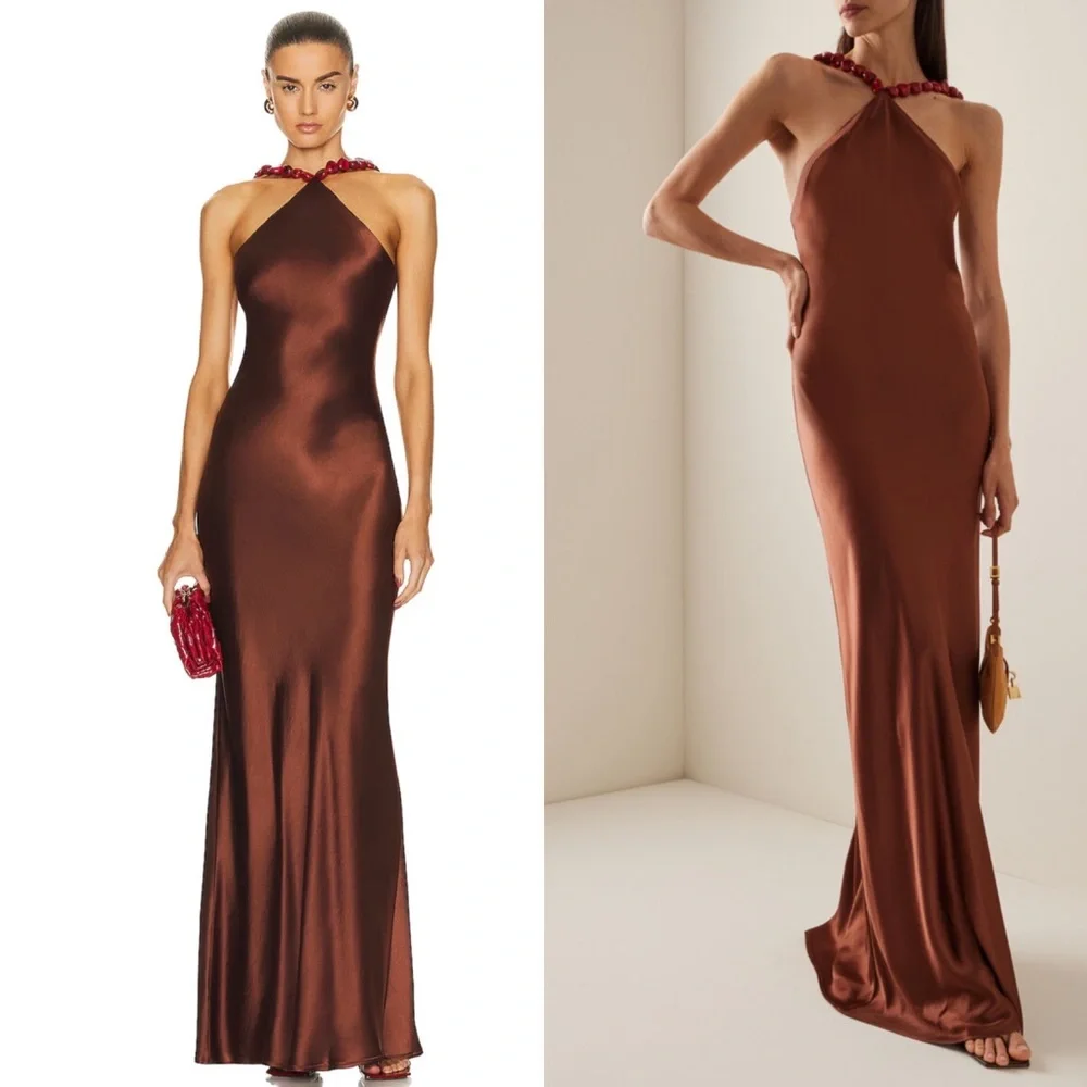 Staud cadence silk maxi dress in Clove brown size US 10 NEW! New with tags! - Picture 13 of 13